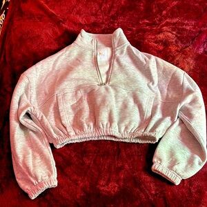 Sunday Light Gray Cropped Hoodie